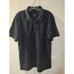 True Religion Men Black Polo Shirt Logo on Collar Modal Classic Stylish Retro XL